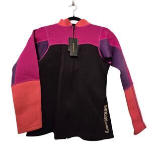 Lemorecn NWT Neoprene Wet Suit Jacket Womens 10 Pink Black Full Zip Colorblock